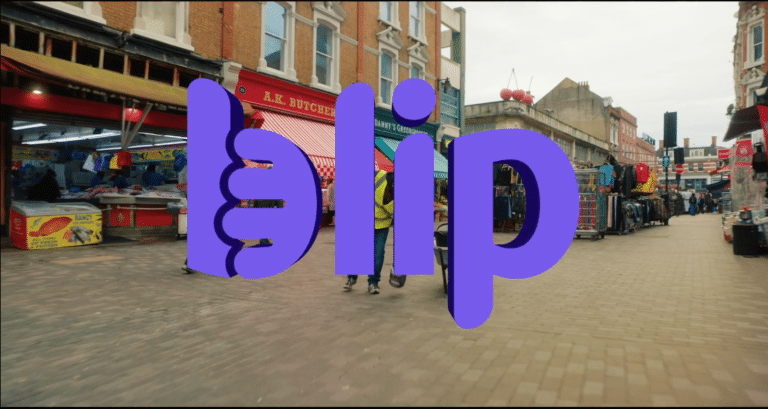 blip logo hovers above market